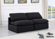 Indulge Linen Textured Fabric Sofa Black - 141Black-S2 - Vega Furniture