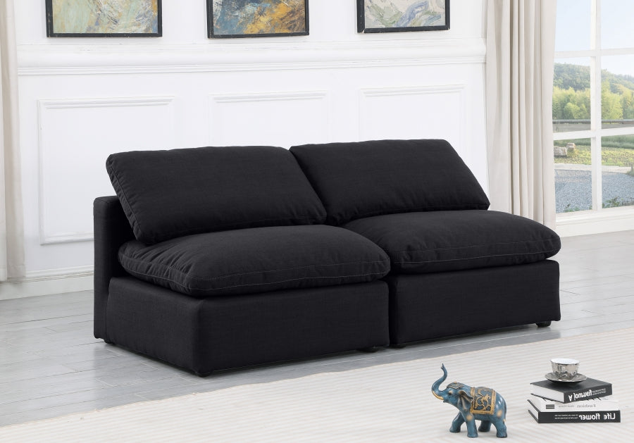 Indulge Linen Textured Fabric Sofa Black - 141Black-S2 - Vega Furniture