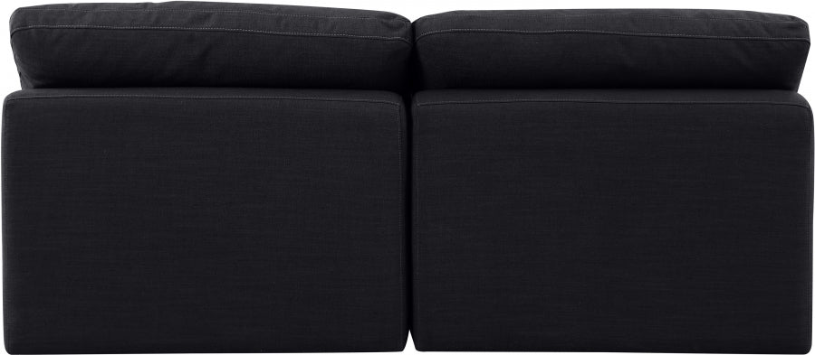 Indulge Linen Textured Fabric Sofa Black - 141Black-S2 - Vega Furniture