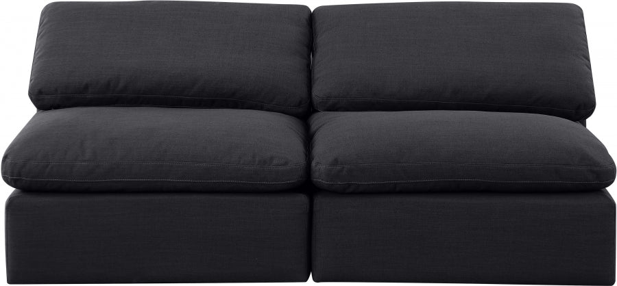 Indulge Linen Textured Fabric Sofa Black - 141Black-S2 - Vega Furniture