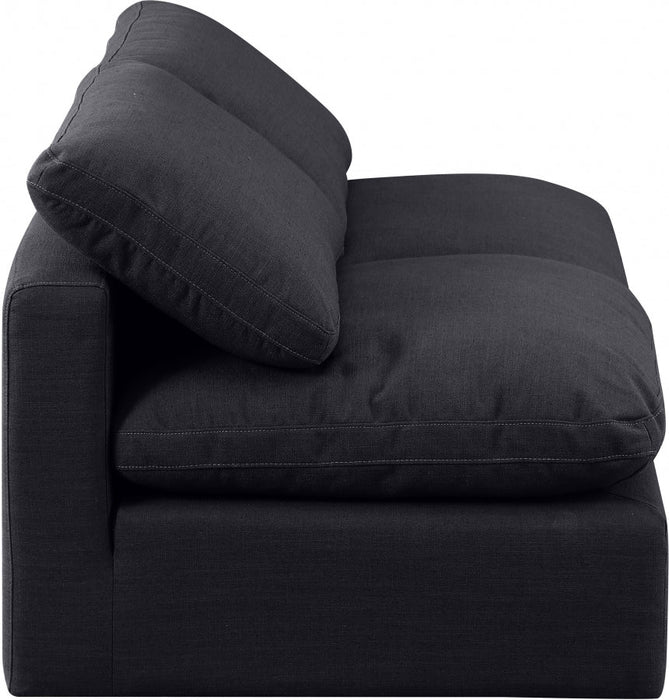 Indulge Linen Textured Fabric Sofa Black - 141Black-S2 - Vega Furniture