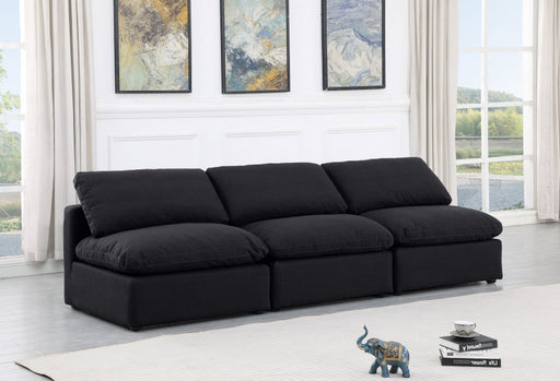 Indulge Linen Textured Fabric Sofa Black - 141Black-S3 - Vega Furniture