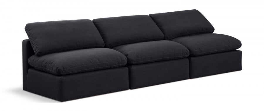 Indulge Linen Textured Fabric Sofa Black - 141Black-S3 - Vega Furniture