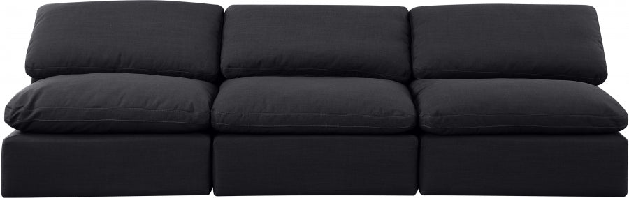 Indulge Linen Textured Fabric Sofa Black - 141Black-S3 - Vega Furniture