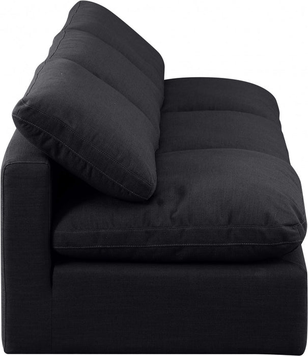 Indulge Linen Textured Fabric Sofa Black - 141Black-S3 - Vega Furniture