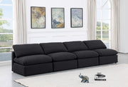 Indulge Linen Textured Fabric Sofa Black - 141Black-S4 - Vega Furniture