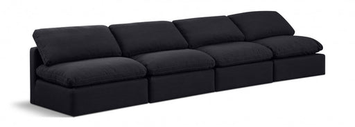 Indulge Linen Textured Fabric Sofa Black - 141Black-S4 - Vega Furniture