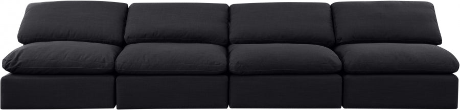 Indulge Linen Textured Fabric Sofa Black - 141Black-S4 - Vega Furniture