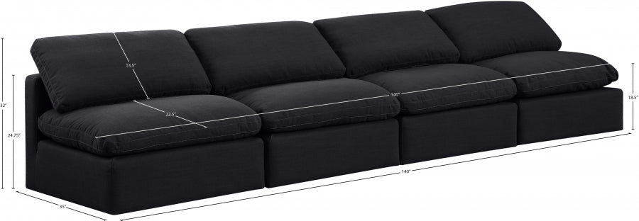 Indulge Linen Textured Fabric Sofa Black - 141Black-S4 - Vega Furniture