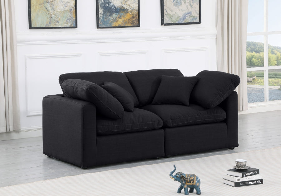 Indulge Linen Textured Fabric Sofa Black - 141Black-S70 - Vega Furniture