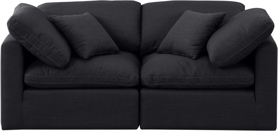 Indulge Linen Textured Fabric Sofa Black - 141Black-S70 - Vega Furniture