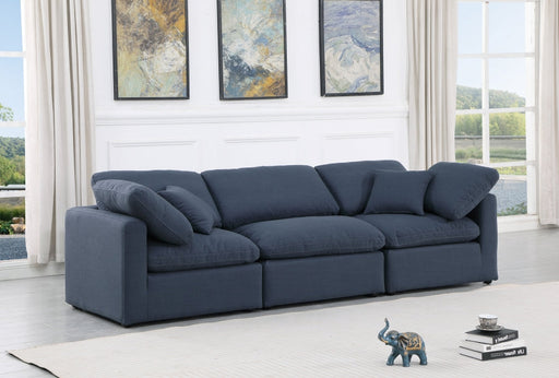 Indulge Linen Textured Fabric Sofa Blue - 141Navy-S105 - Vega Furniture