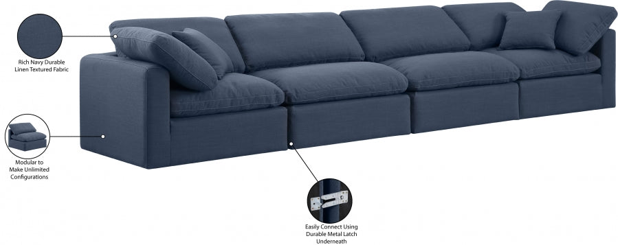 Indulge Linen Textured Fabric Sofa Blue - 141Navy-S140 - Vega Furniture