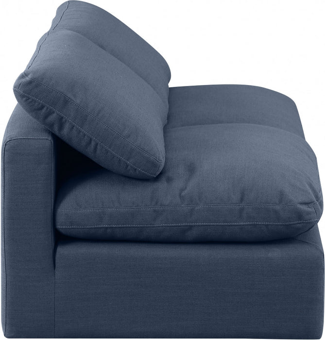 Indulge Linen Textured Fabric Sofa Blue - 141Navy-S2 - Vega Furniture