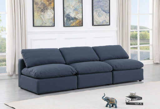 Indulge Linen Textured Fabric Sofa Blue - 141Navy-S3 - Vega Furniture