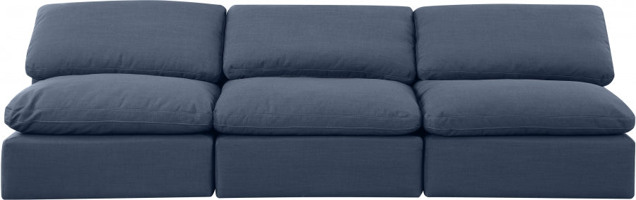 Indulge Linen Textured Fabric Sofa Blue - 141Navy-S3 - Vega Furniture