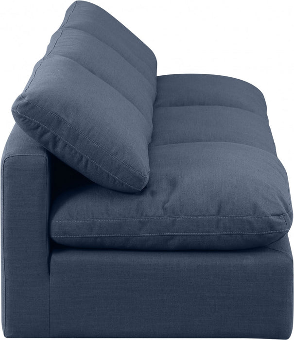 Indulge Linen Textured Fabric Sofa Blue - 141Navy-S3 - Vega Furniture