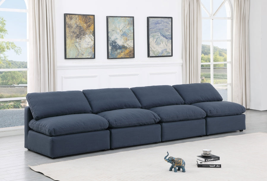Indulge Linen Textured Fabric Sofa Blue - 141Navy-S4 - Vega Furniture