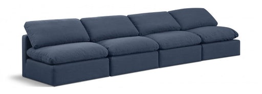 Indulge Linen Textured Fabric Sofa Blue - 141Navy-S4 - Vega Furniture