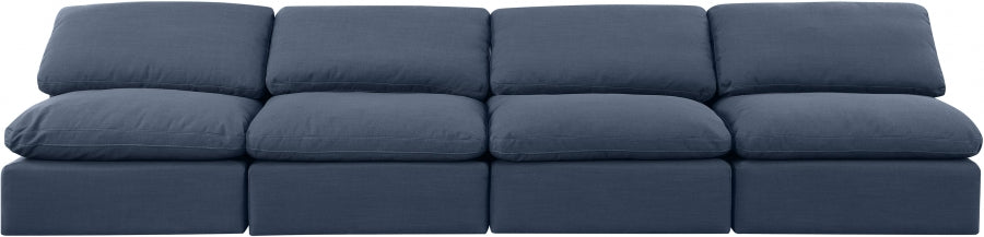 Indulge Linen Textured Fabric Sofa Blue - 141Navy-S4 - Vega Furniture