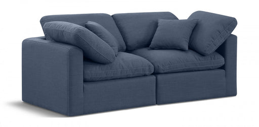 Indulge Linen Textured Fabric Sofa Blue - 141Navy-S70 - Vega Furniture