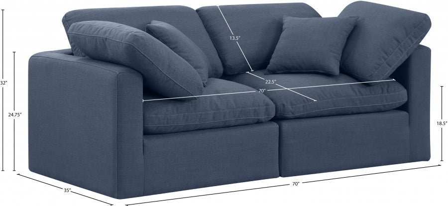 Indulge Linen Textured Fabric Sofa Blue - 141Navy-S70 - Vega Furniture