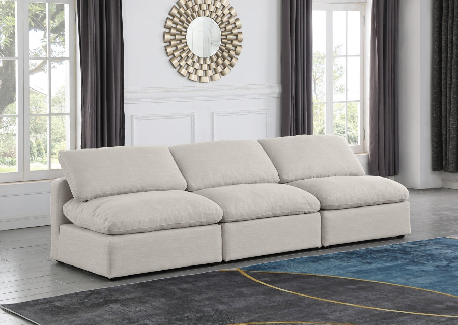 Indulge Linen Textured Fabric Sofa Cream - 141Cream-S3 - Vega Furniture