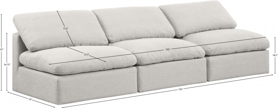 Indulge Linen Textured Fabric Sofa Cream - 141Cream-S3 - Vega Furniture