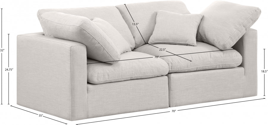 Indulge Linen Textured Fabric Sofa Cream - 141Cream-S70 - Vega Furniture