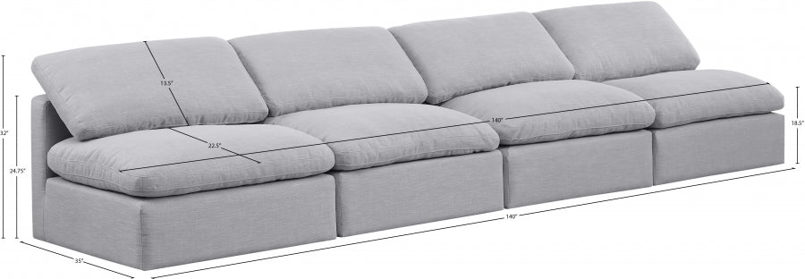 Indulge Linen Textured Fabric Sofa Grey - 141Grey-S4 - Vega Furniture