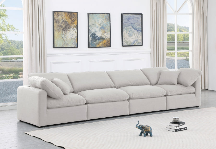 Indulge Linen Textured Fabric Sofa White - 141White-S140 - Vega Furniture