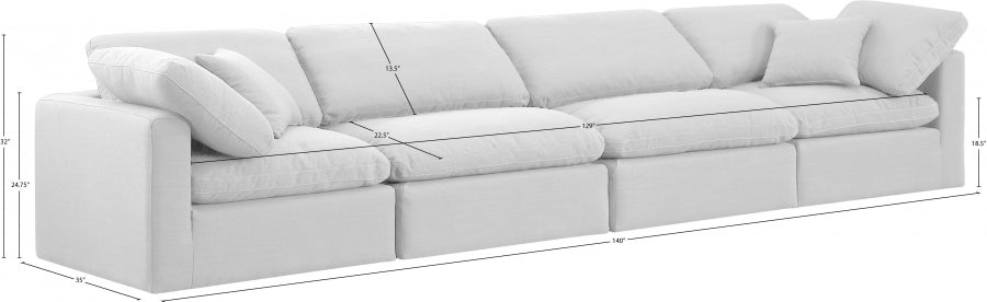 Indulge Linen Textured Fabric Sofa White - 141White-S140 - Vega Furniture