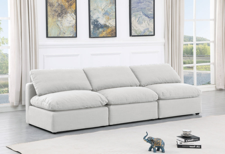 Indulge Linen Textured Fabric Sofa White - 141White-S3 - Vega Furniture