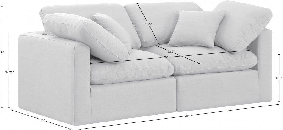 Indulge Linen Textured Fabric Sofa White - 141White-S70 - Vega Furniture