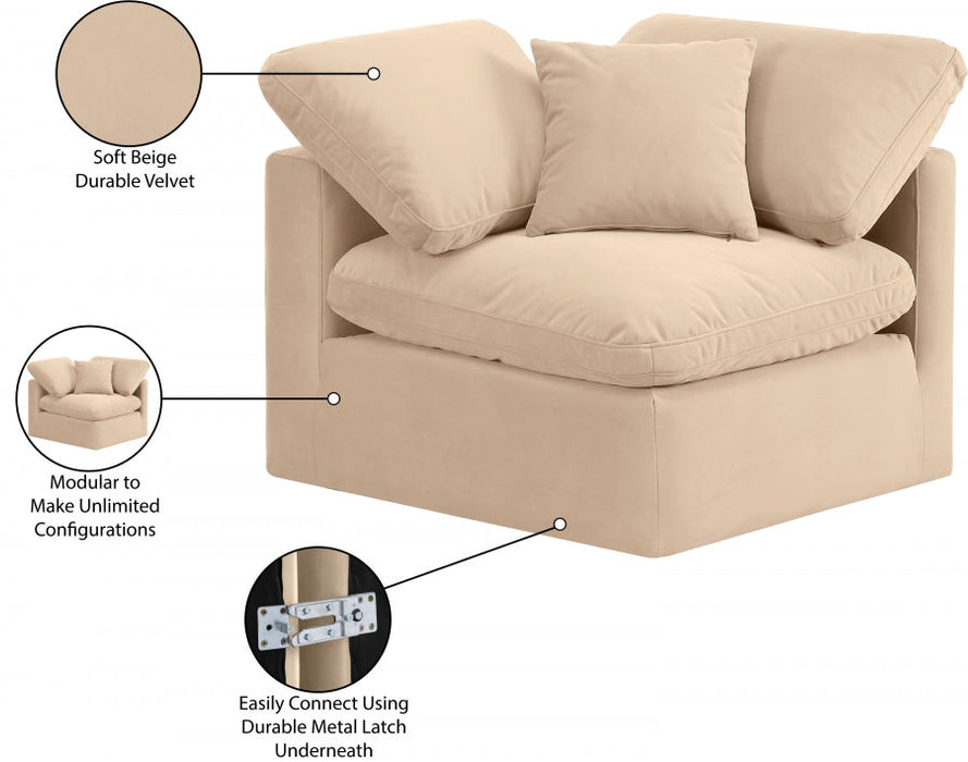 Indulge Velvet Living Room Chair Beige - 147Beige-Corner - Vega Furniture