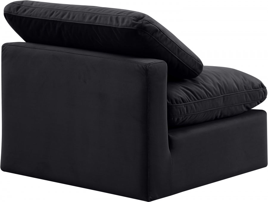 Indulge Velvet Living Room Chair Black - 147Black-Armless - Vega Furniture