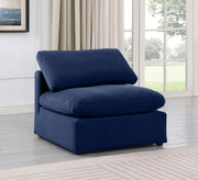 Indulge Velvet Living Room Chair Blue - 147Navy-Armless - Vega Furniture