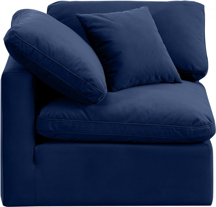 Indulge Velvet Living Room Chair Blue - 147Navy-Corner - Vega Furniture