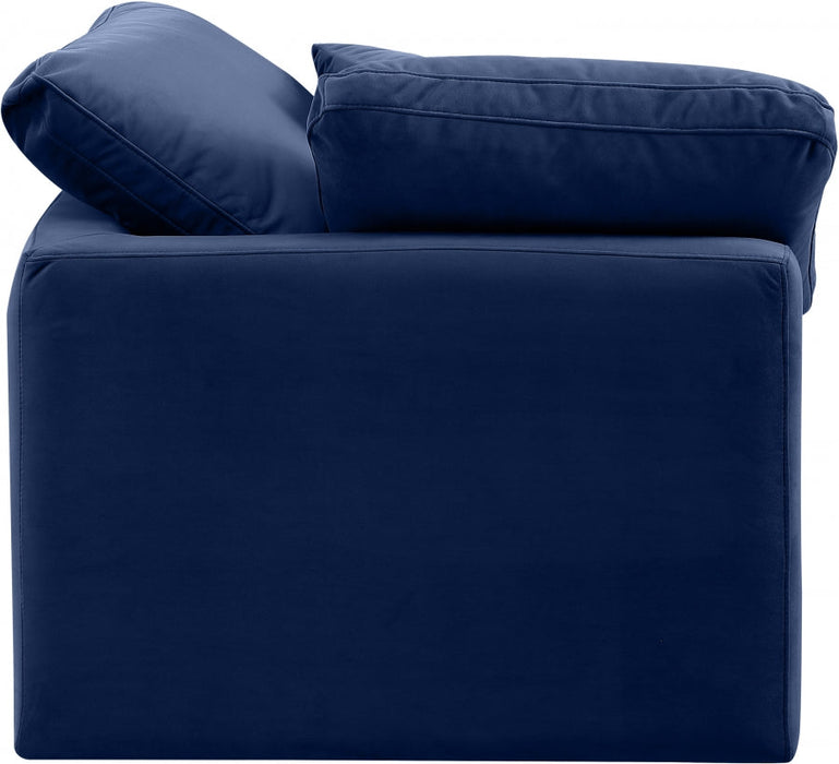 Indulge Velvet Living Room Chair Blue - 147Navy-Corner - Vega Furniture