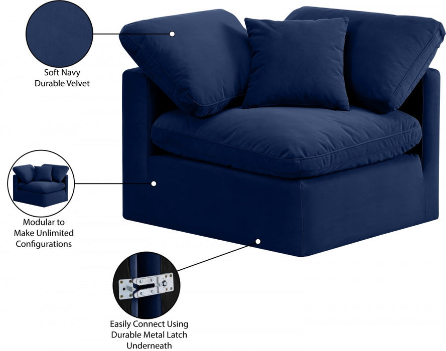 Indulge Velvet Living Room Chair Blue - 147Navy-Corner - Vega Furniture