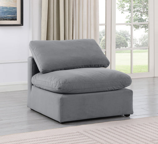 Indulge Velvet Living Room Chair Grey - 147Grey-Armless - Vega Furniture