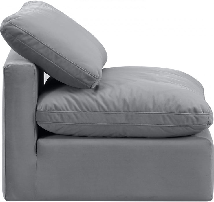 Indulge Velvet Living Room Chair Grey - 147Grey-Armless - Vega Furniture