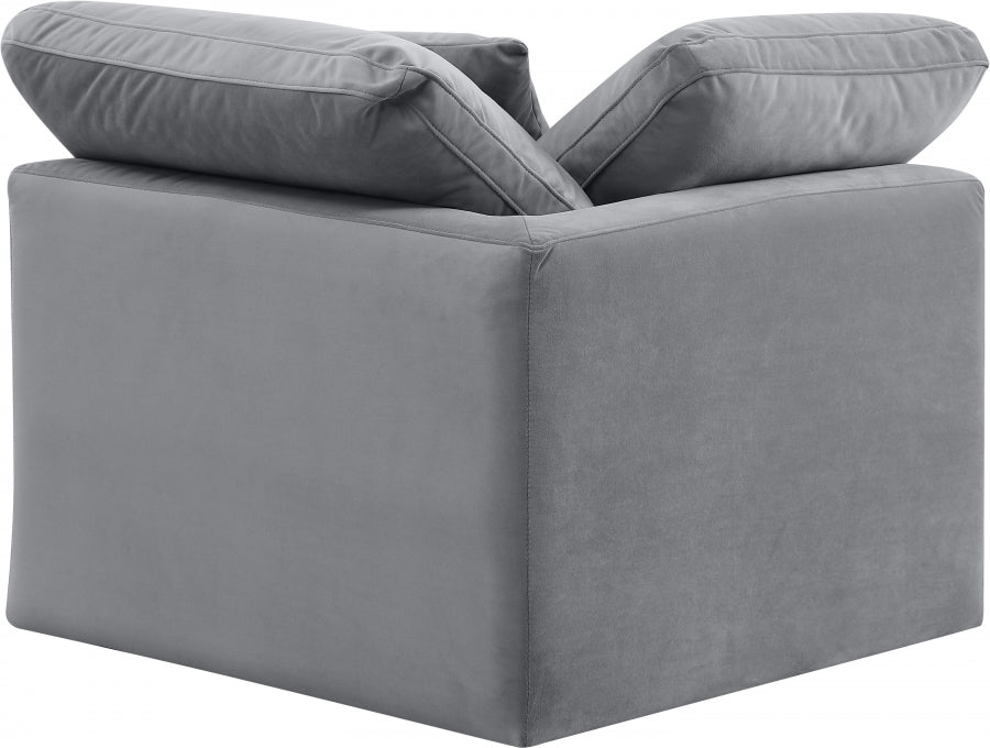 Indulge Velvet Living Room Chair Grey - 147Grey-Corner - Vega Furniture