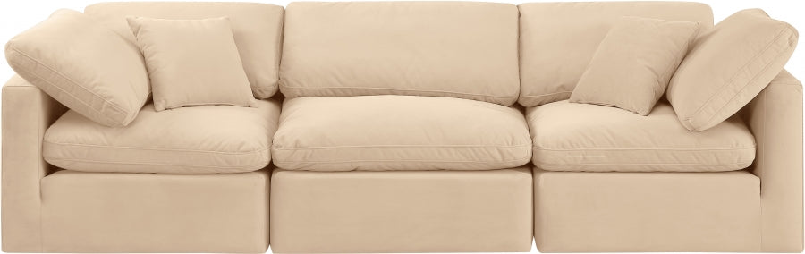 Indulge Velvet Sofa Beige - 147Beige-S105 - Vega Furniture