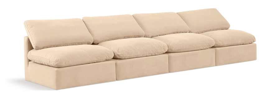 Indulge Velvet Sofa Beige - 147Beige-S4 - Vega Furniture