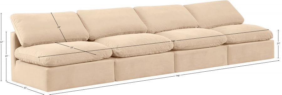 Indulge Velvet Sofa Beige - 147Beige-S4 - Vega Furniture