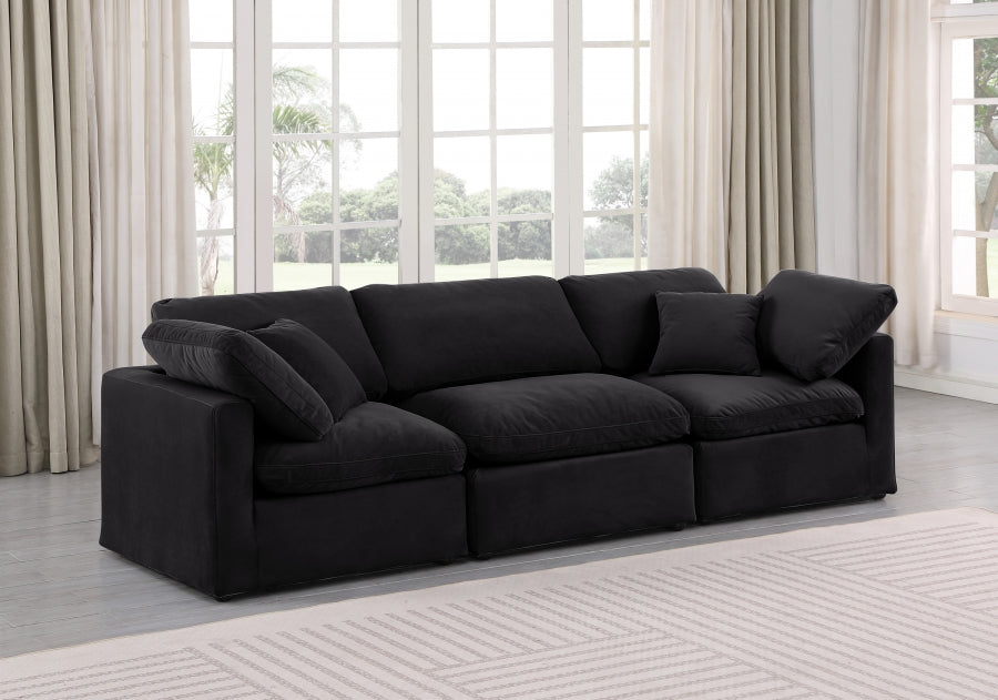 Indulge Velvet Sofa Black - 147Black-S105 - Vega Furniture