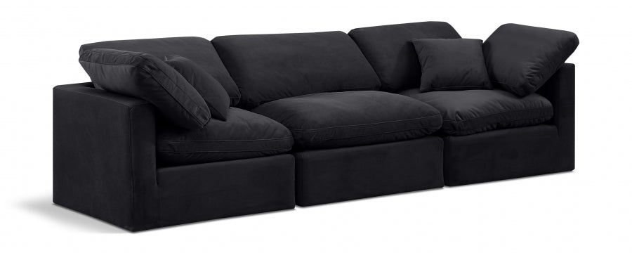 Indulge Velvet Sofa Black - 147Black-S105 - Vega Furniture