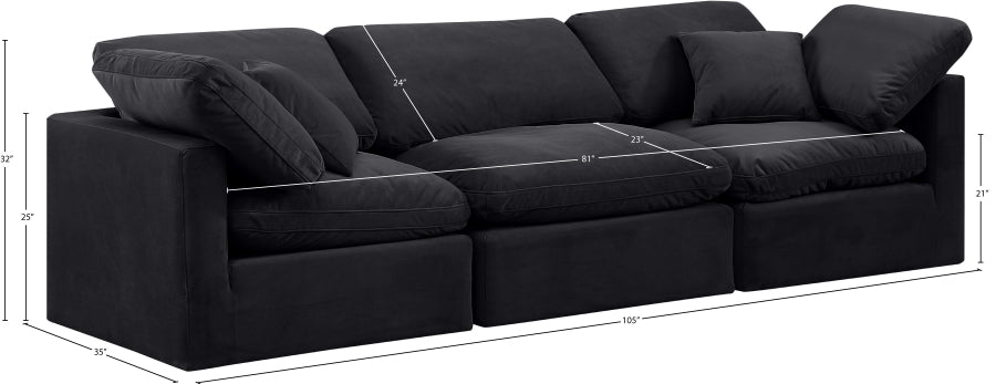 Indulge Velvet Sofa Black - 147Black-S105 - Vega Furniture