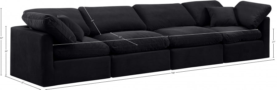 Indulge Velvet Sofa Black - 147Black-S140 - Vega Furniture